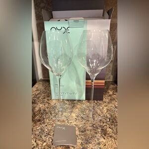 NUDE Set of 2 Wine Glasses New in Box